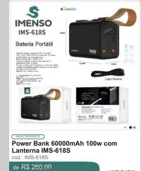 IMENSO便携式100W 60000mAh移动电源，带手电筒功能，型号IMS-618S