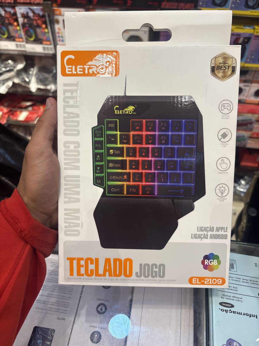 Eletro单手游戏键盘 EL-2109，RGB背光，适配苹果设备