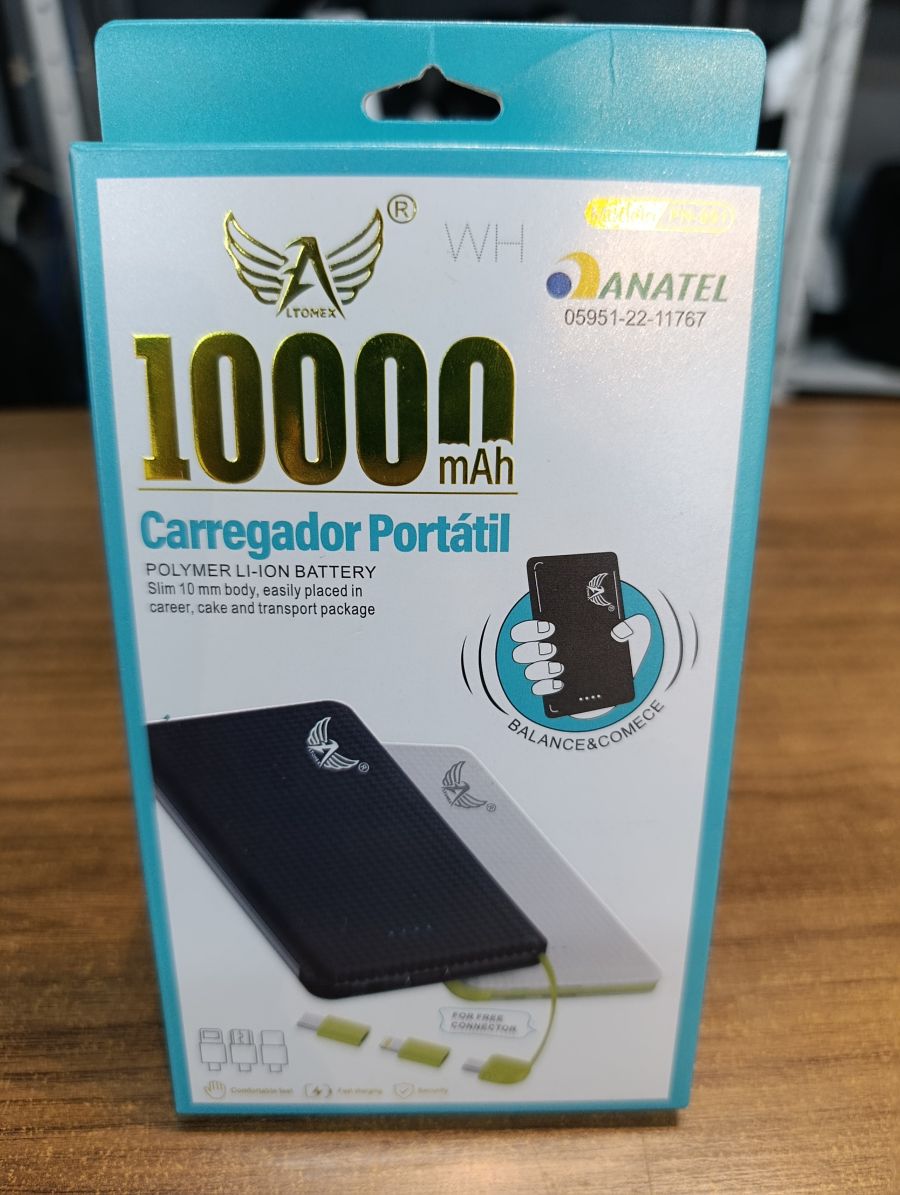 Atomex 10000mAh便携式充电宝，聚合物锂电池，超薄设计，黑色和白色可选