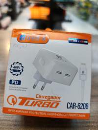 ONE-X Turbo快充充电器，40W双USB接口，短路保护，型号CAR-6208