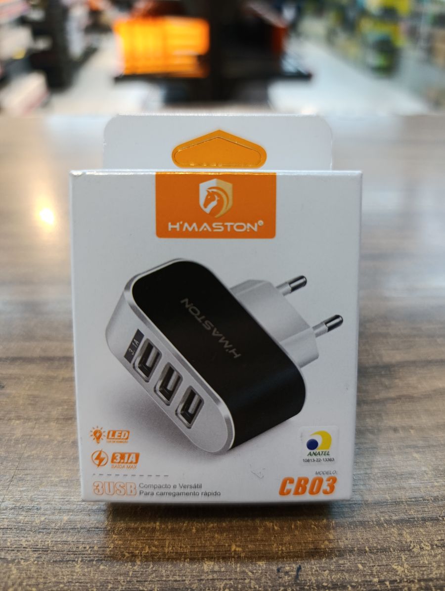 H'MASTON CB03 3口USB充电器，快速充电，LED指示灯，紧凑设计