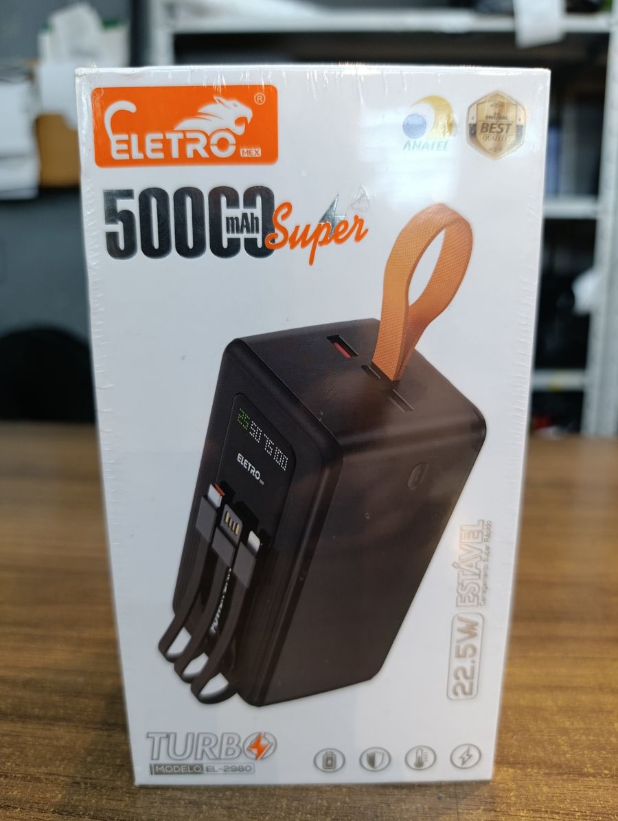 El-2980 ELETRO 50000mAh超级充电器，25W，适用于多种设备，黑色