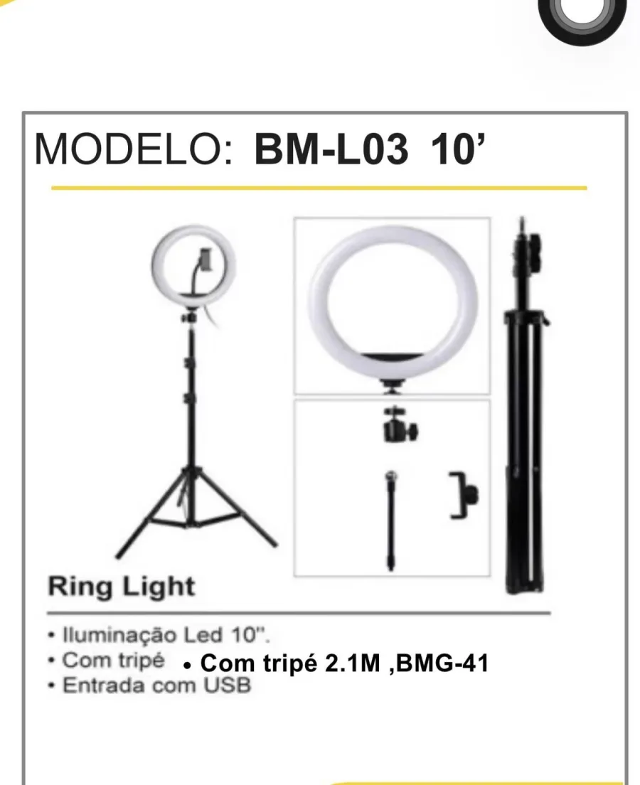 BM-L03 10寸LED环形灯，带2.1米三脚架，USB接口