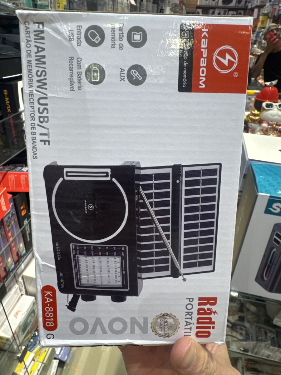 诺沃便携式收音机 FM/AM/USB/TF，带太阳能和AUX，型号KA-8188