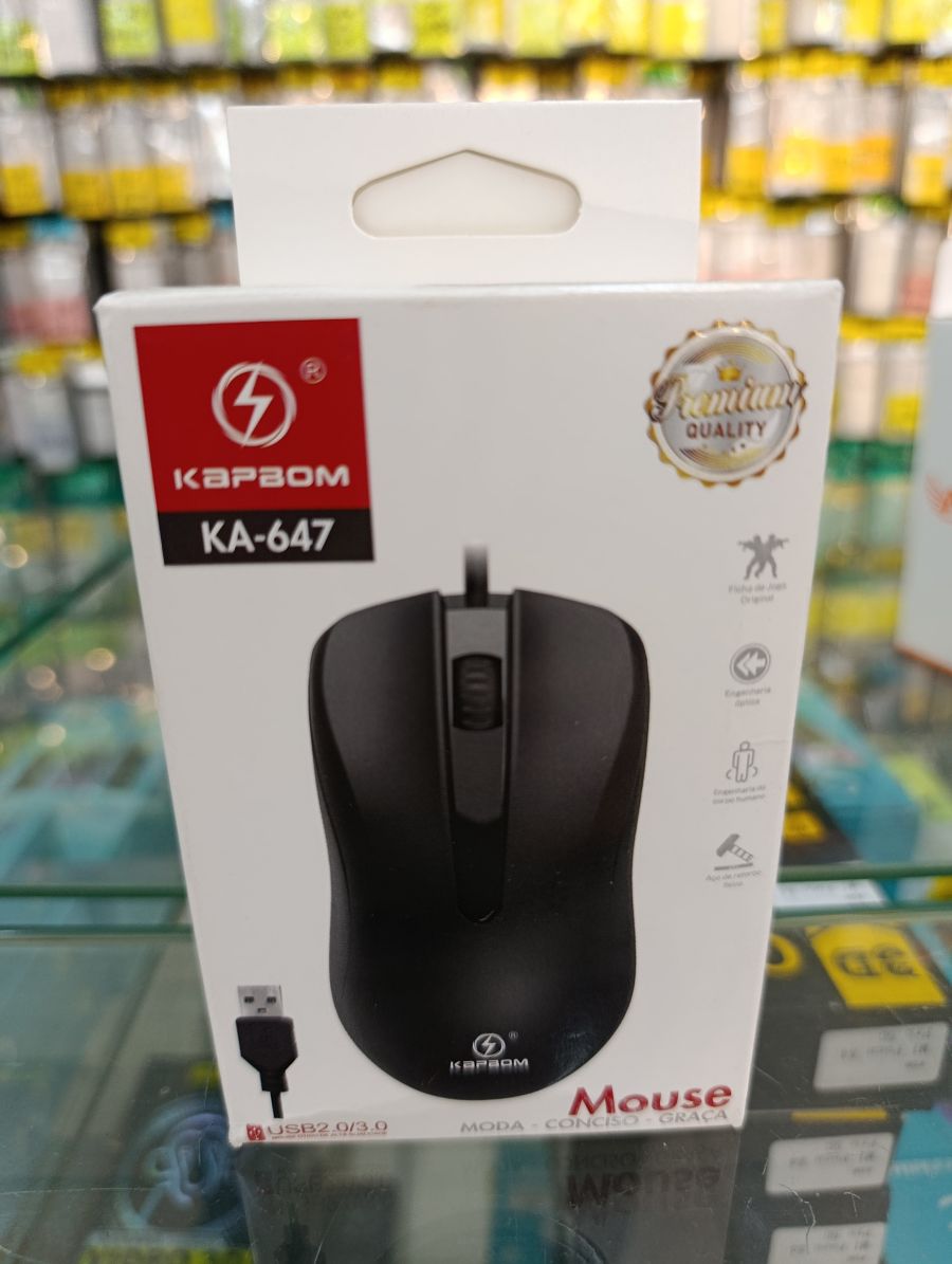 KAPBOM KA-647 USB有线鼠标，黑色，适用于游戏和办公，优质设计