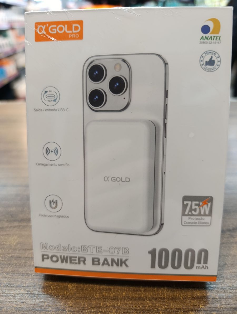 Bte-07b αGOLD PRO移动电源，10000mAh，USB-C接口，无线充电，磁吸设计