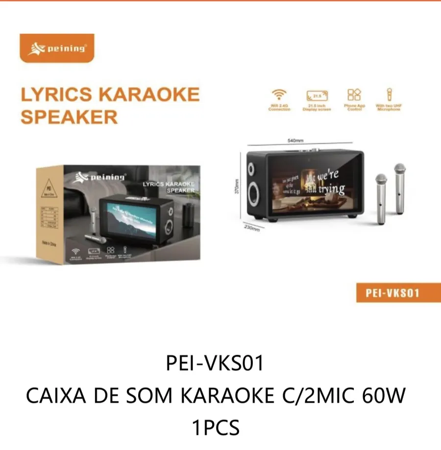 佩宁 PEI-VKS01 60W歌词卡拉OK音响，配2个麦克风，适合家庭聚会