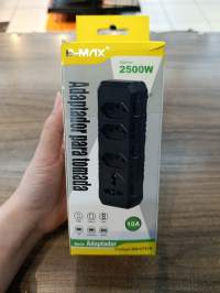 B-MAX 2500W插座适配器，10A，三孔设计，黑色