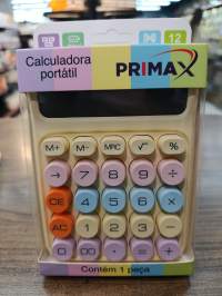 MAX0015 PRIMAX 便携式计算器，12位数，彩色键盘，适合学生和办公使用