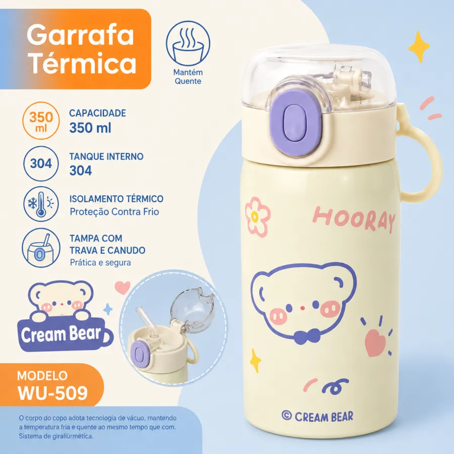 Cream Bear 保温水壶 350ml 304不锈钢 防漏设计