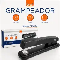 BRW金属订书机GP3001，适用于30张纸，20.3厘米，包含26/6和24/6订书钉