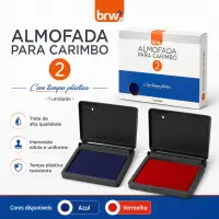 BRW CB02001 2号印章垫，塑料盖，红色和蓝色可选，优质墨水，均匀印刷，耐用设计