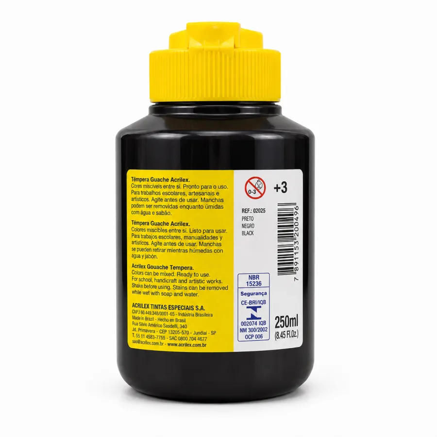 Acrilex 多色水粉颜料 250ml 艺术活动专用