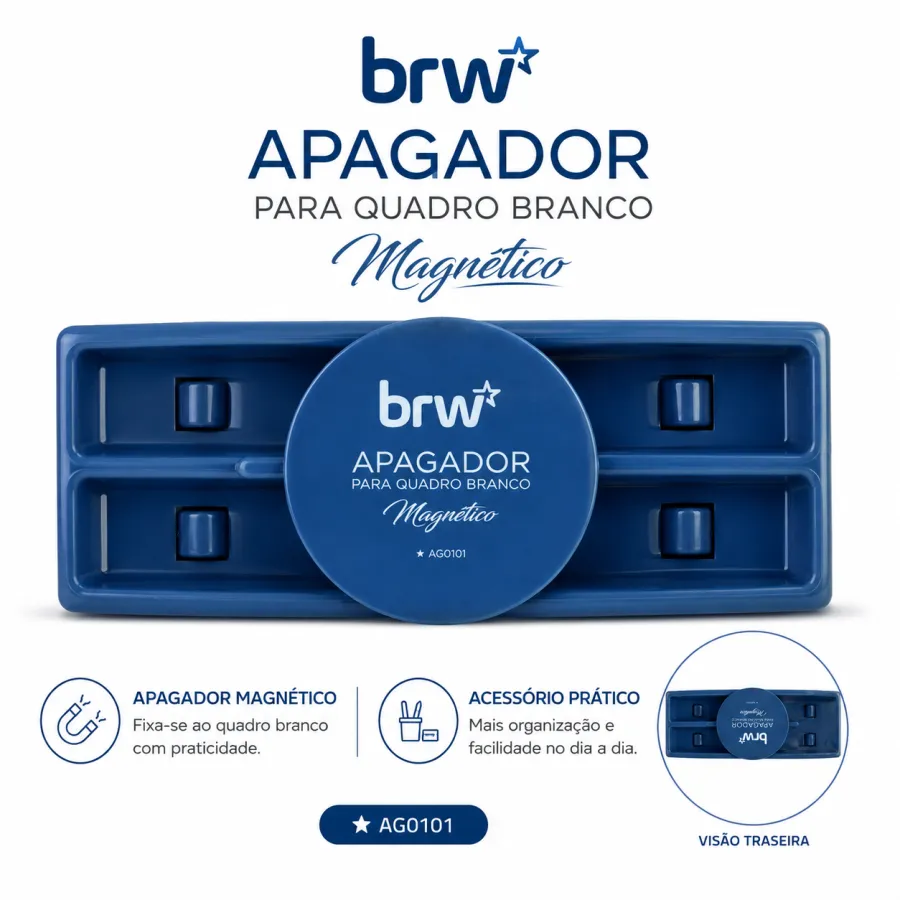 BRW AG0101 磁性白板擦，蓝色，实用办公配件，方便组织
