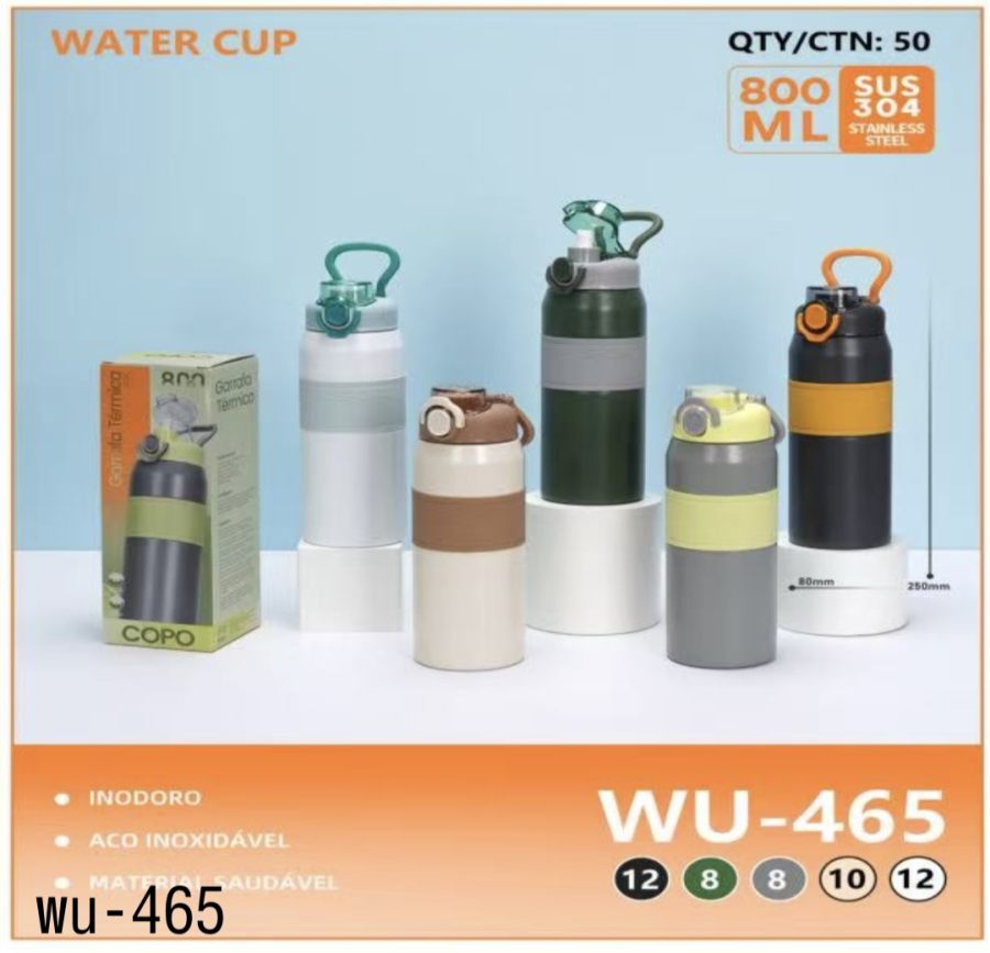 不锈钢水杯 WU-465，800ml，防漏设计，适合户外运动