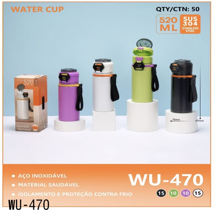 不锈钢水杯 WU-470，520毫升，保温防漏，适合户外运动