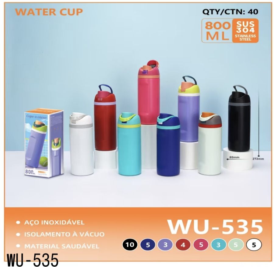 wu-535 不锈钢水杯 800ml 旅行保温杯 多色可选