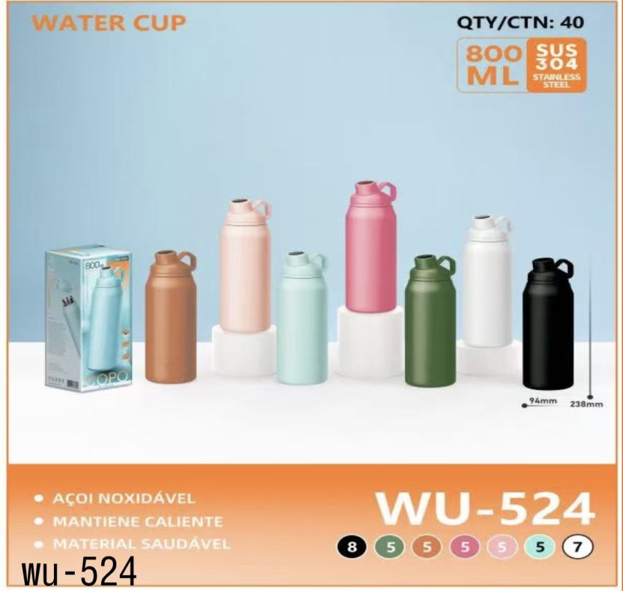 水杯，品牌WU-524，800毫升，304不锈钢，防漏，适合户外