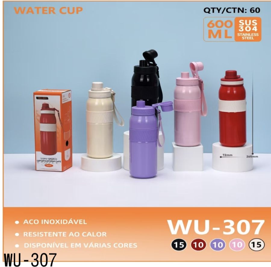 水杯 WU-307，600毫升，304不锈钢，耐热，多个颜色可选