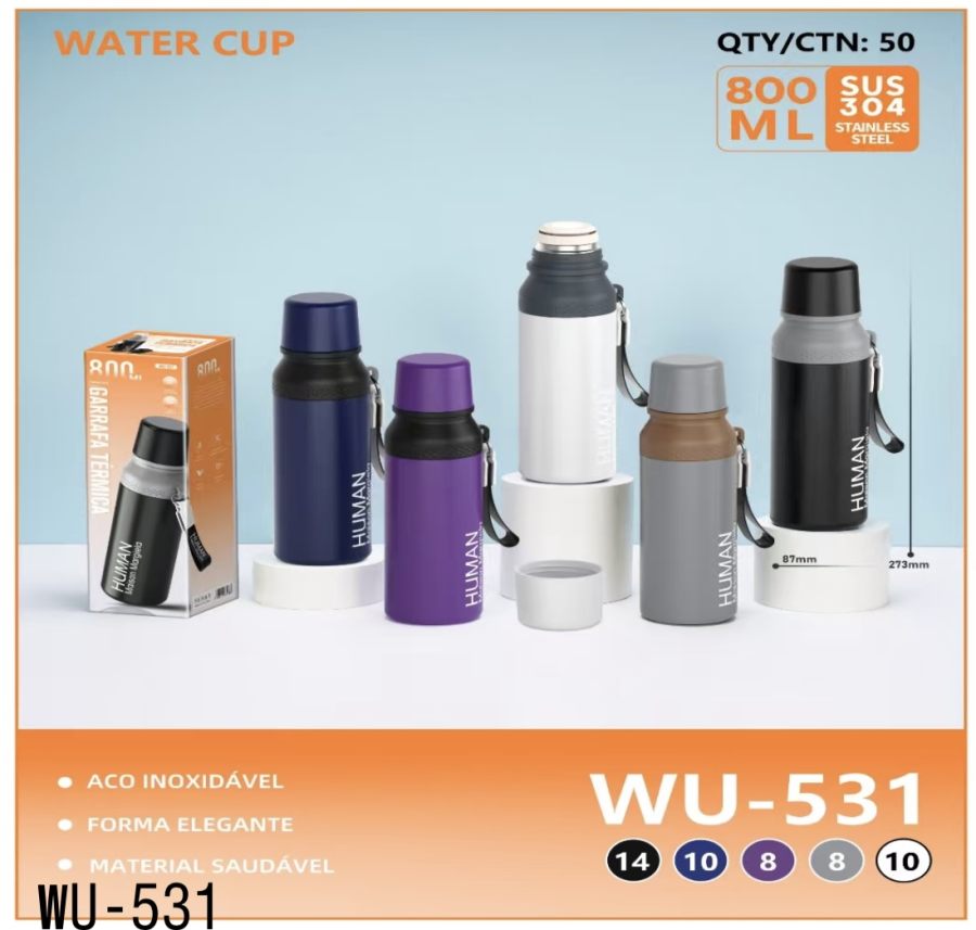 wu-531 不锈钢水杯 800ml HUMAN 保温瓶 多色可选