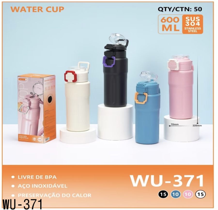 wu-371 不锈钢水杯 600ML 旅行保温杯 多色可选