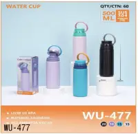 水杯 WU-477 不锈钢 500ml BPA-free 绝缘设计 多色可选