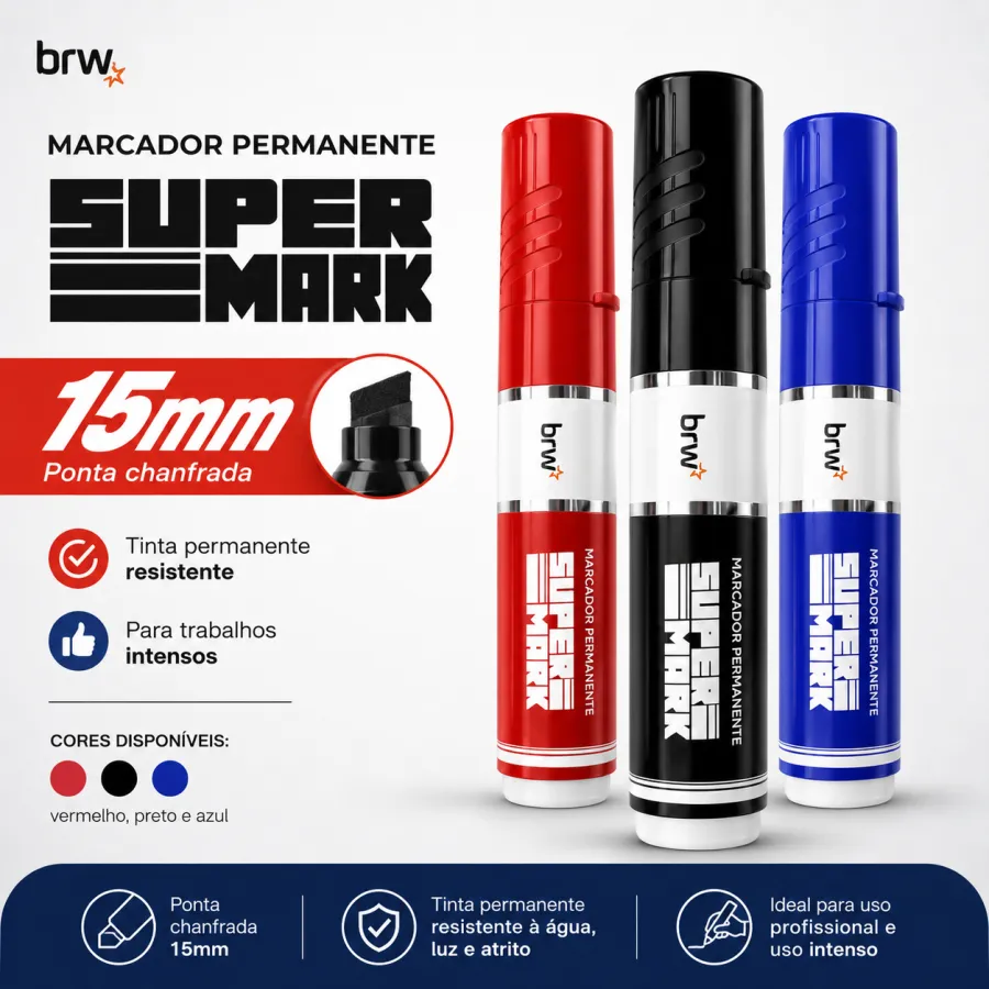 BRW超级马克记号笔 15mm 颜色：红色、黑色、蓝色，耐用，适合超市写促销价格