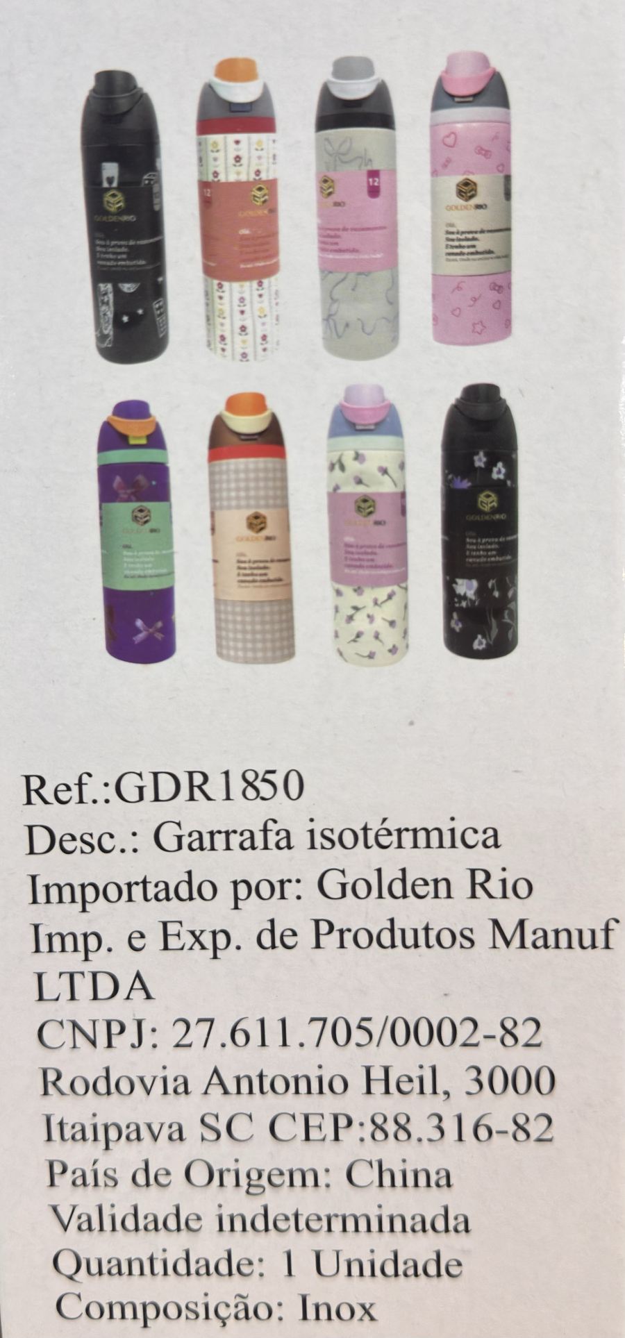 GDR1850 800毫升保温瓶，粉色和灰色，防漏设计，适合户外旅行