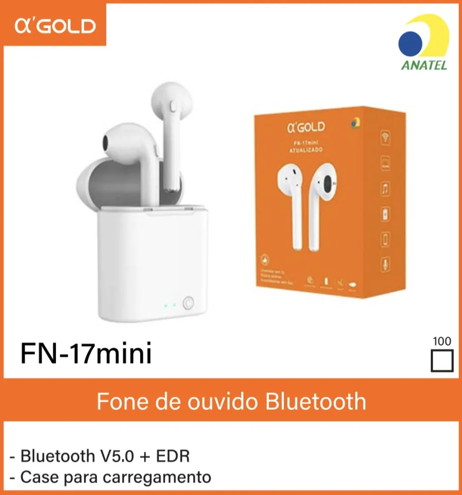 α‘GOLD FN-17mini 蓝牙耳机 V5.0 + EDR，带充电盒，白色