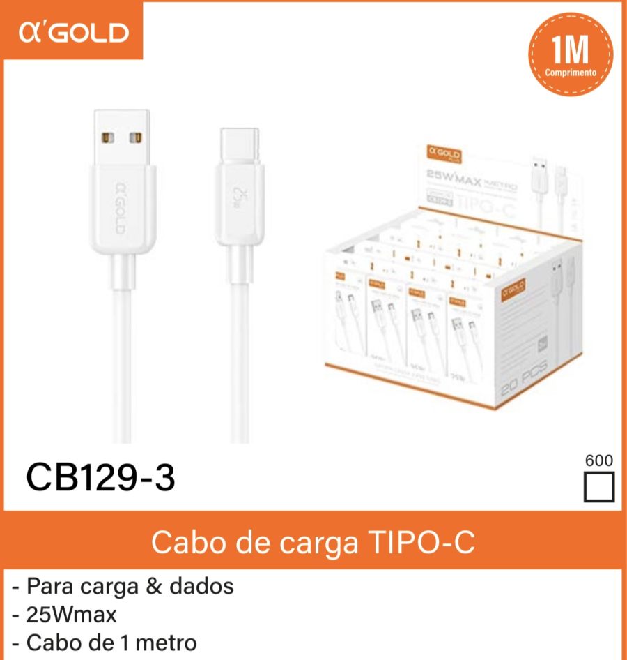 Cb-129-3 α GOLD PLUS 25W 1米快速充电数据线 USB-C