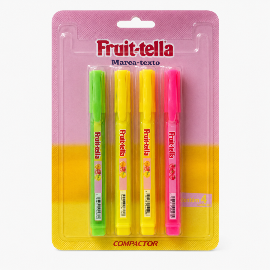 Fruit-tella 高亮笔 4色套装 适合学校、学习和办公