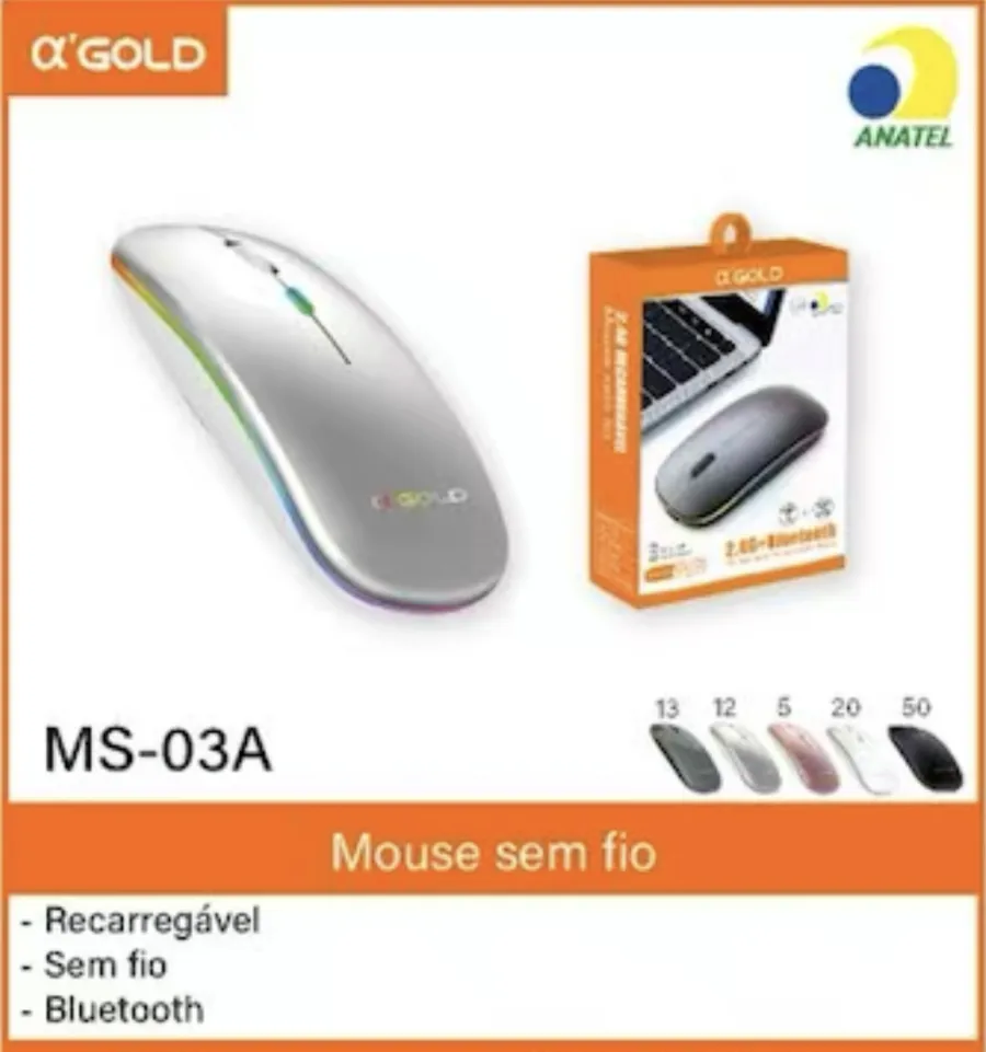 MS-03A α'GOLD 无线蓝牙鼠标，充电式，银色，适用于多种设备