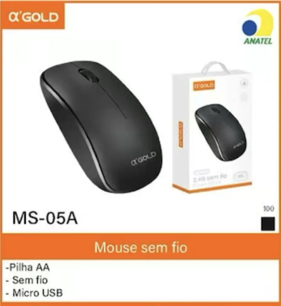 MS-05A α-GOLD 无线鼠标，黑色，支持AA电池，Micro USB接口