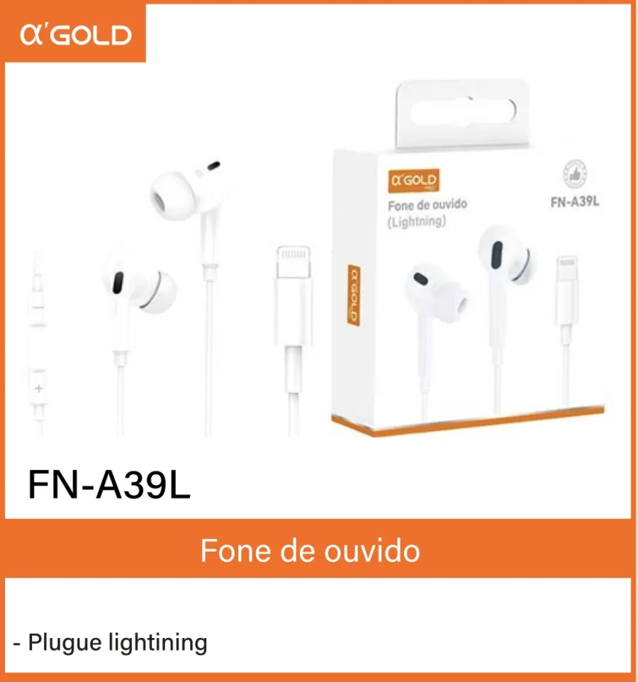 αGOLD FN-A39L Lightning耳机，白色，适用于苹果设备