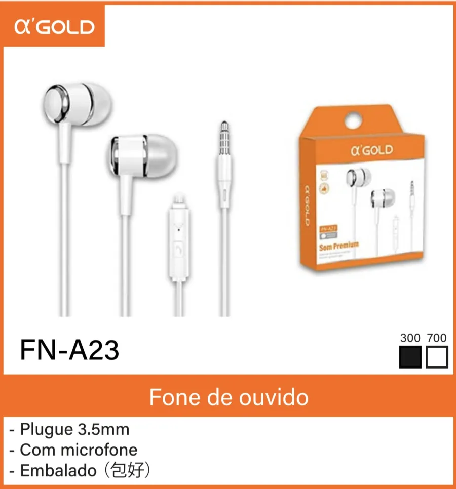 α-GOLD FN-A23 耳机 3.5mm 插头 带麦克风 白色
