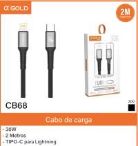 CB68 α’GOLD 30W快充数据线，2米，Type-C转Lightning，适用于苹果设备