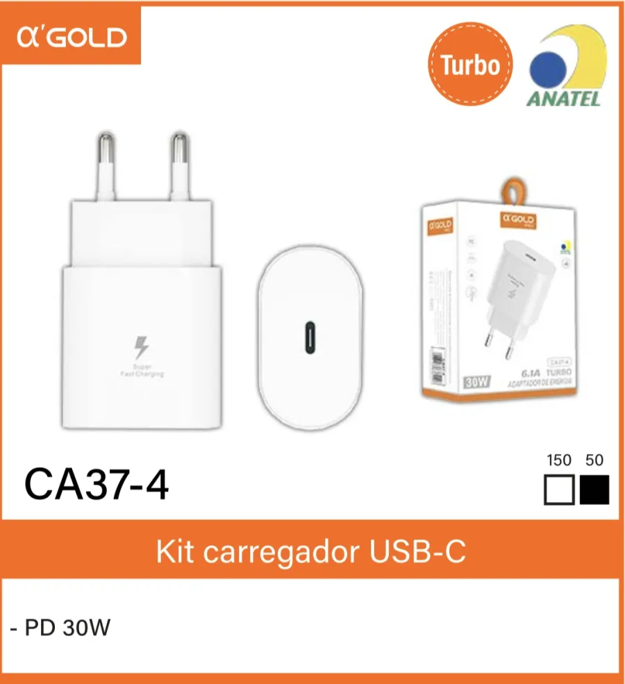 Ca37-4 αGOLD PRO 30W PD快充充电器，6.1A，USB-C接口，黑色