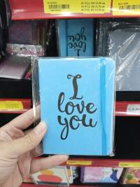 蓝色爱心本子，I love you，便携式笔记本，适合日常记录