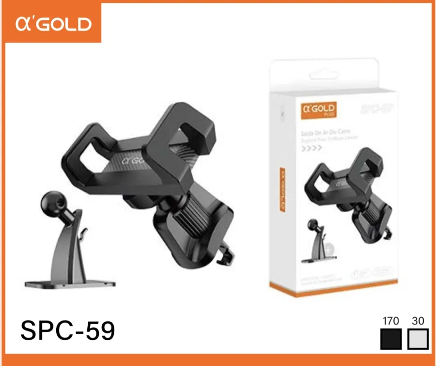 α'GOLD 手机支架 SPC-59，黑色，适用于车载，稳固设计