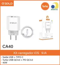 αGOLD CA40 iOS充电器套装，USB + TYPE C，40W，QC4.0 + PD QC3.0
