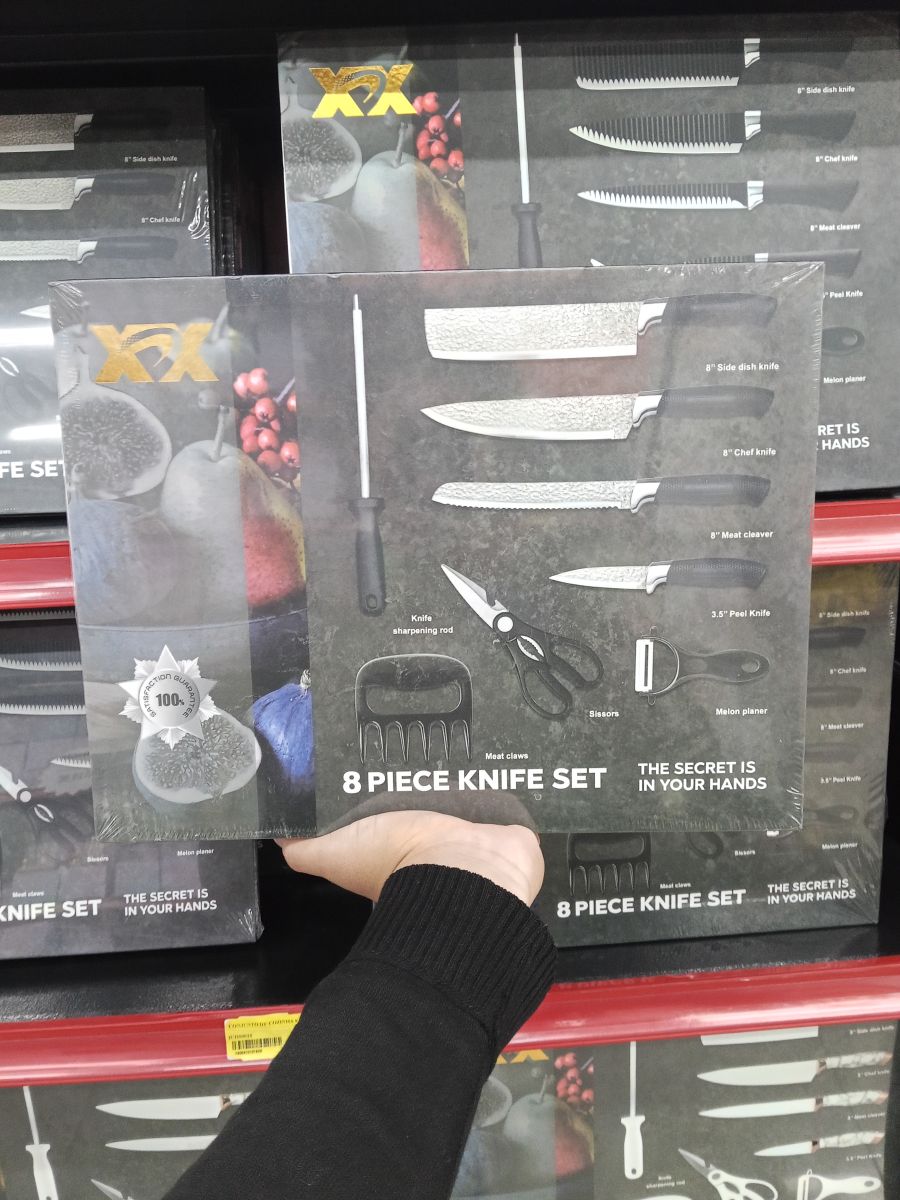 XX品牌8件套刀具套装，包含厨刀、剪刀、削皮器，适合各种切割需求