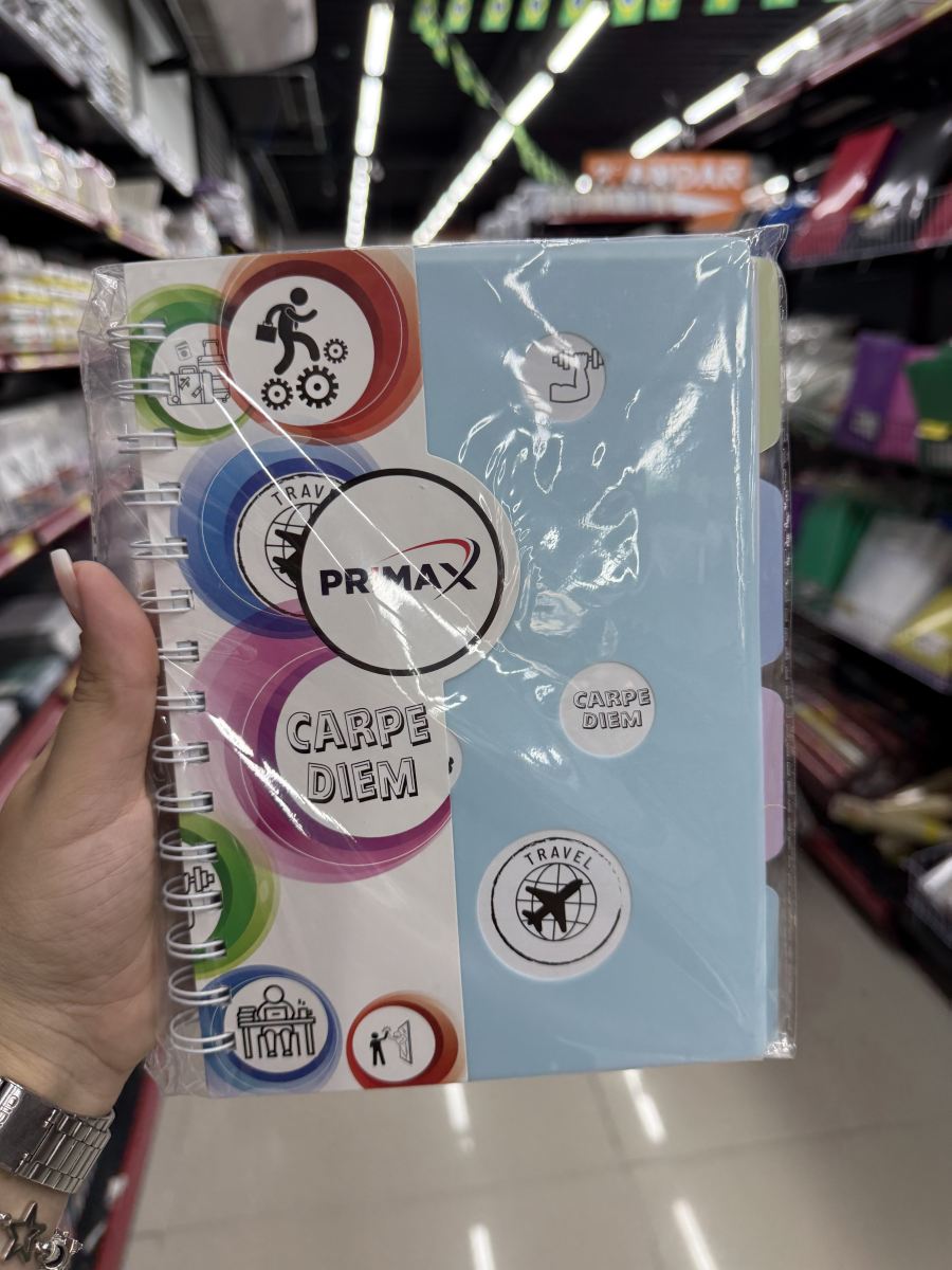 PRIMAX 旅行计划本带标签，适合记录旅行计划，蓝色