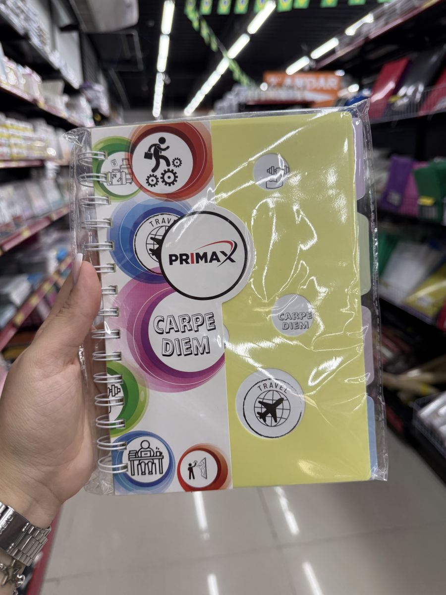 PRIMAX 旅行计划本带标签，适合记录旅行计划，蓝色