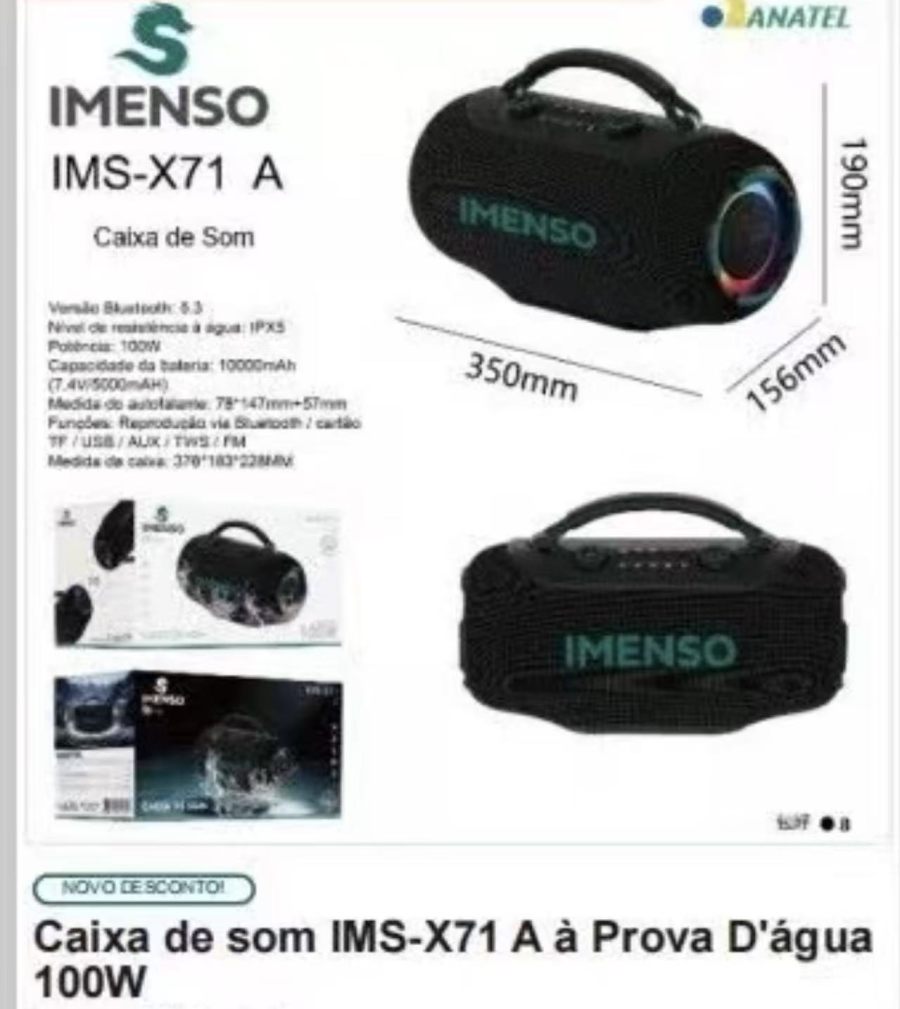 IMENSO IMS-X71 A 蓝牙音箱，防水设计，100W功率，便携式，适合户外使用