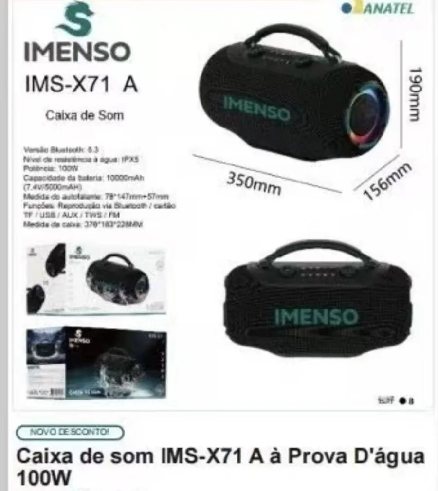 IMENSO IMS-X71 A 蓝牙音箱，防水设计，100W功率，便携式，适合户外使用