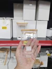 玻璃储物罐 带木盖 透明 适用于厨房储存