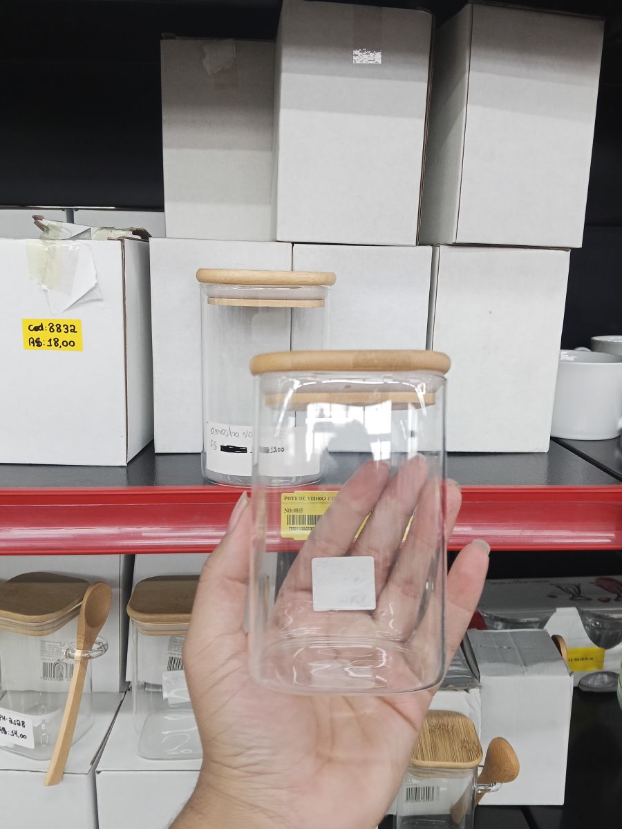 玻璃储物罐 带木盖 透明 适用于厨房储存
