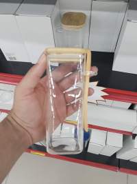 玻璃水杯 带竹盖 透明 350ml