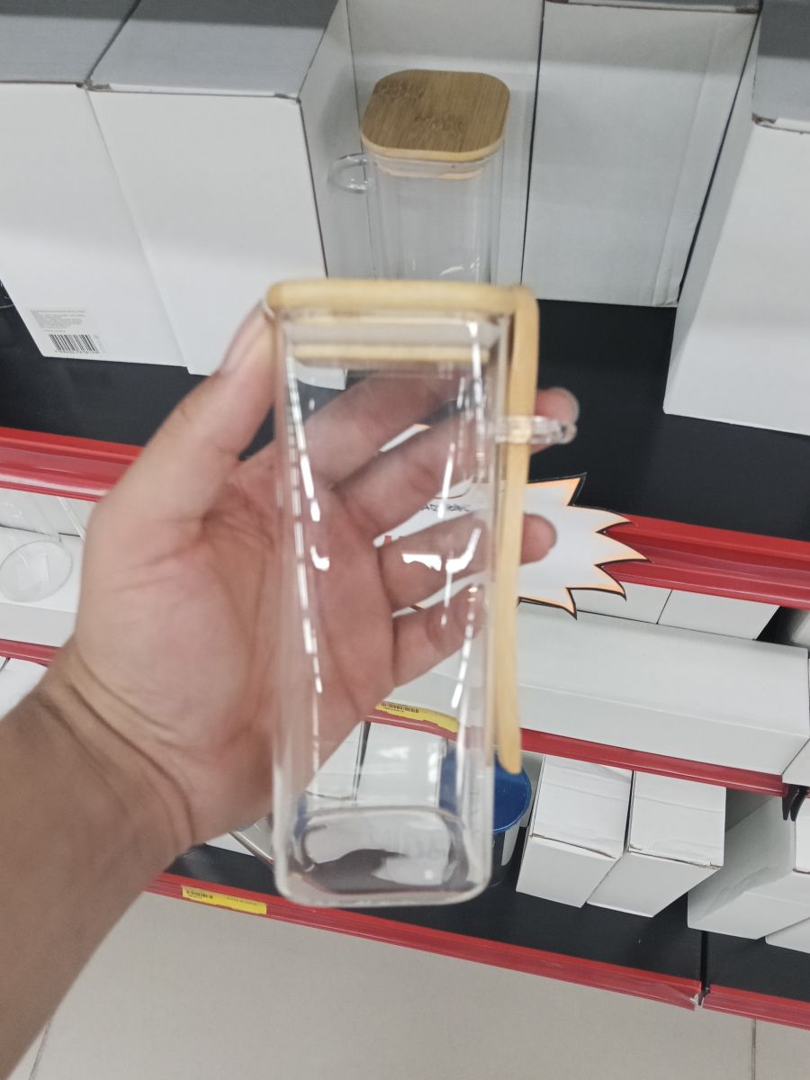 玻璃水杯 带竹盖 透明 350ml