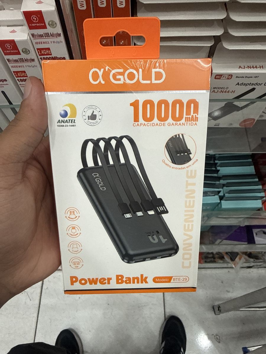 α GOLD 10000mAh移动电源，带三合一充电线，型号BTE-29